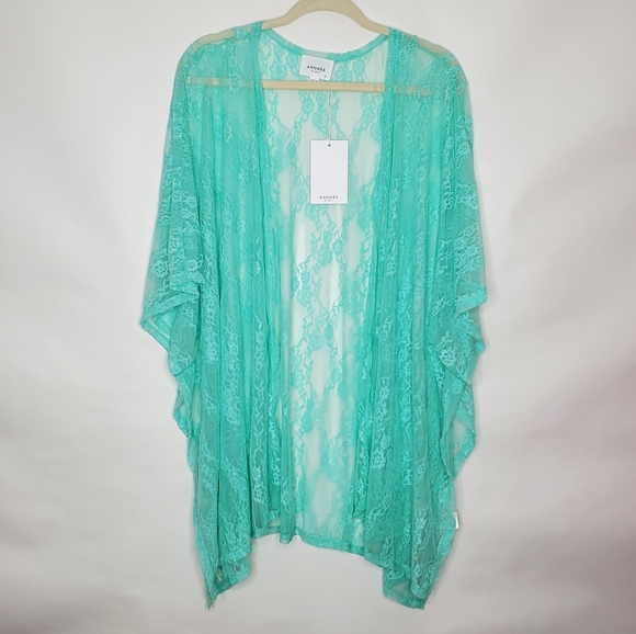 Andree Good Days Ahead Lace Kimono Size 1X Sheer Open Front Festival Top NEW - Picture 10 of 11